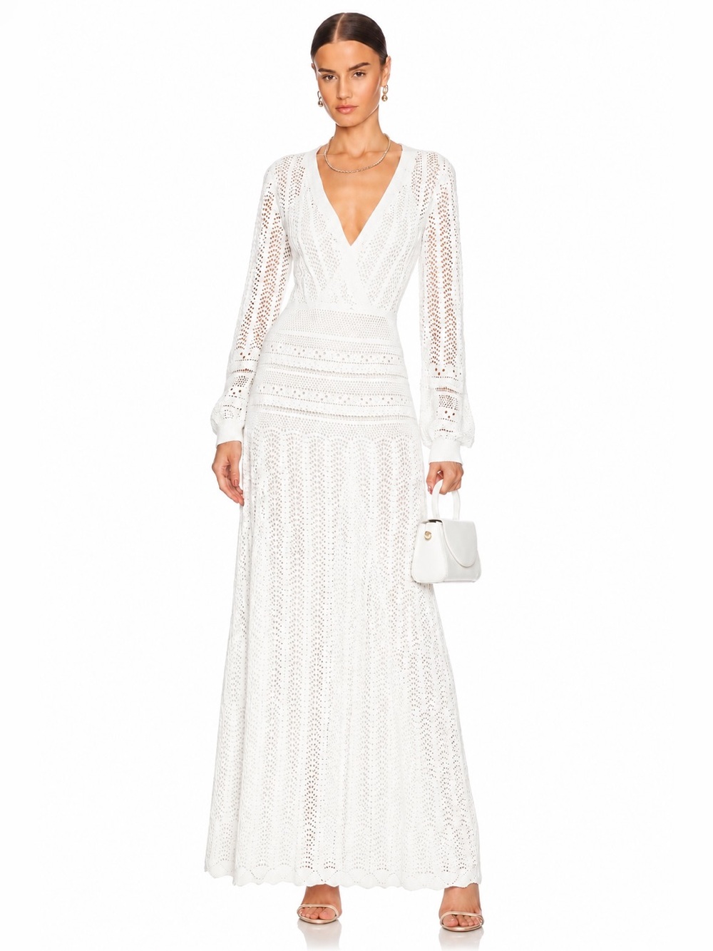 Alexis ACE Open Knit Maxi Dress Ivory White Size Small NWT